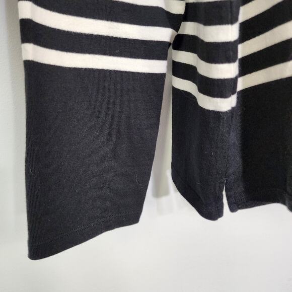 Talbots Tee Womens Size XL Black Red Striped 100% Cotton Long Sleeve Knit Round - Picture 6 of 8
